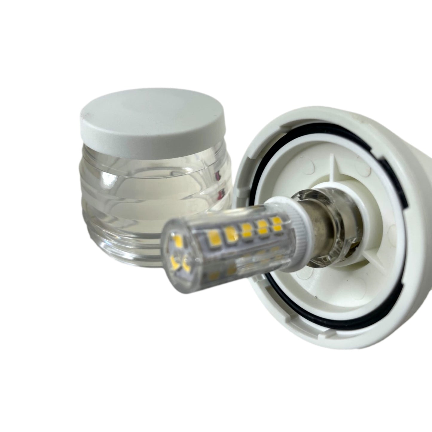Pactrade Marine Boat LED All Round Anchor Navigation Light Clear Lens PA Housing 10-24VDC/2.5W Nature White 2NM IP65 250 Lumen LM RoHS CE Certified (4-1/2" (White Housing))