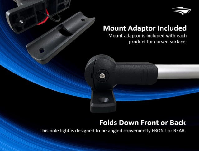 Pactrade Marine Aluminium LED RV Adjustable All Round 360 Degree with Stern Pole Navigation Anchor Light Pontoon Fishing Boat Kayak (12" Horizontal)