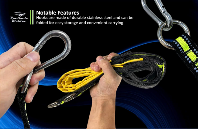 Pactrade Marine Emergency Rope Ladder Assist Boarding Foldable Inflatable Fishing Dinghy Boat Kayak Motorboat Canoeing Sailboat Yacht (3 Steps)