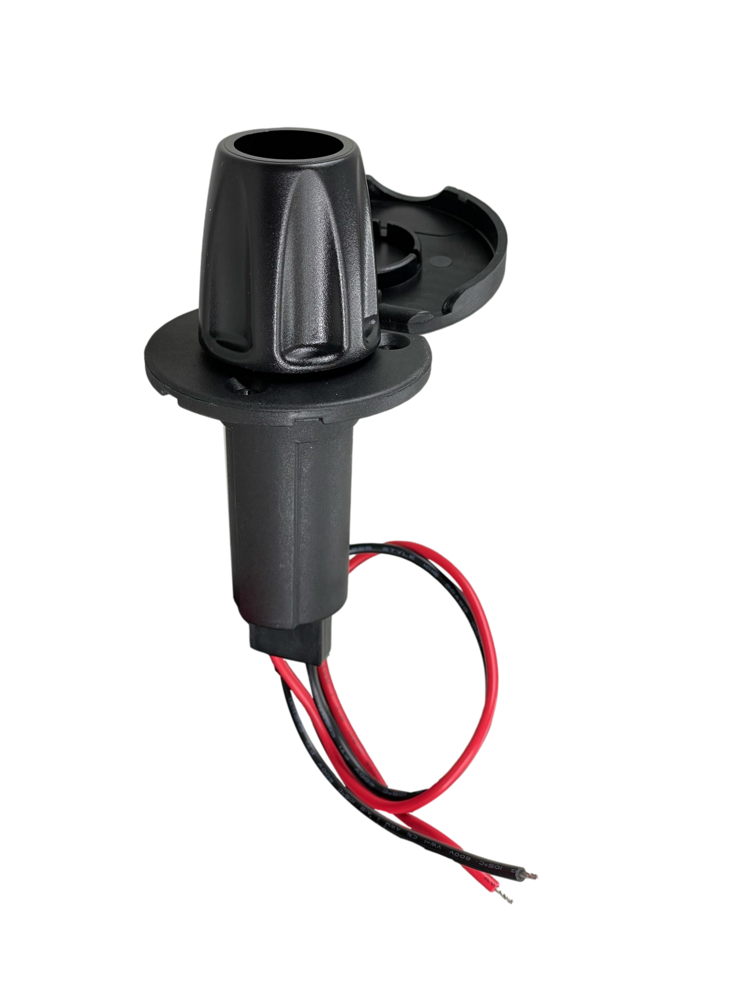 Pactrade Marine Black Nylon Cap 2-Prong Stern Light Pole Base Nylon Top Socket Plug-In Threaded Black Collar5 Height 2-1/4" Diameter 1" Cutout Wired