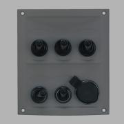 5 Gang Splashproof Switch Panel (Black Panel)