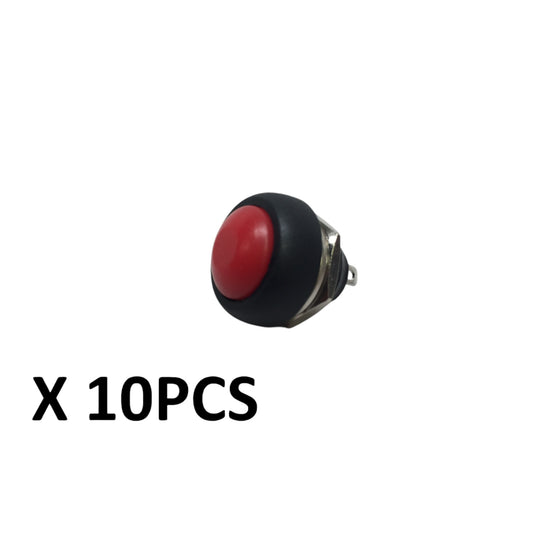 Pactrade Marine 10pcs Car Mini Round Red Push Button Switch Momentary On-Off