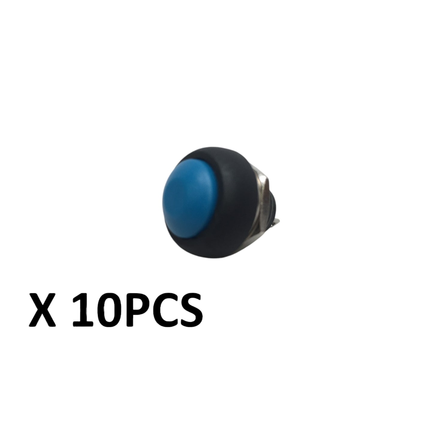 Pactrade Marine 10pcs Car Mini Round Blue Push Button Switch Momentary On-Off