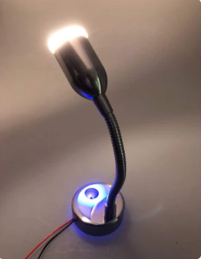 Pactrade Marine Boat RV Auto Goose Neck Warm White LED Adjustable Aluminum Reading Light Touch Switch Non-Magnetic Night Light (Lens Size: Small)