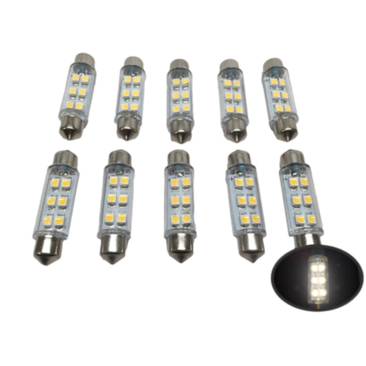 10 PCS Pactrade Marine RV Auto Boat Trailer Bus LED Bulb Festoon Warm White Light 0.5W