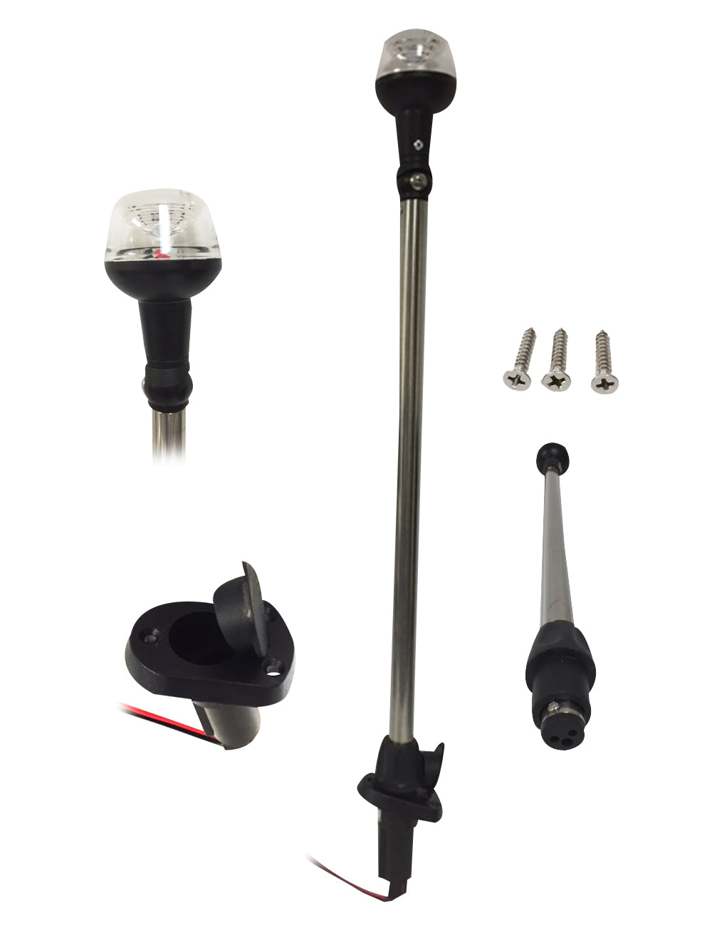 Pactrade Marine Boat 25" LED All-Around Stern Pole Light w/ Base