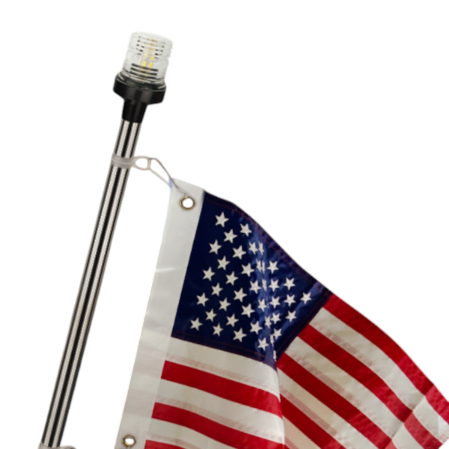 Pactrade Marine Navigation Lights for Boats LED - 24-Inch White LED Folding Stern Lights for Boats with American Flag 12x18 Inches (250 LM, 3 NM) | Boat Navigation Lights, American Flags for Boats