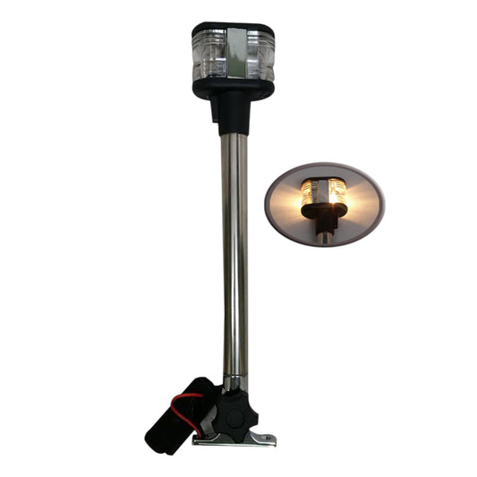 Pactrade Marine Boat 11" Foldable Dual Mount Anchor Stern Light Aluminum Pole