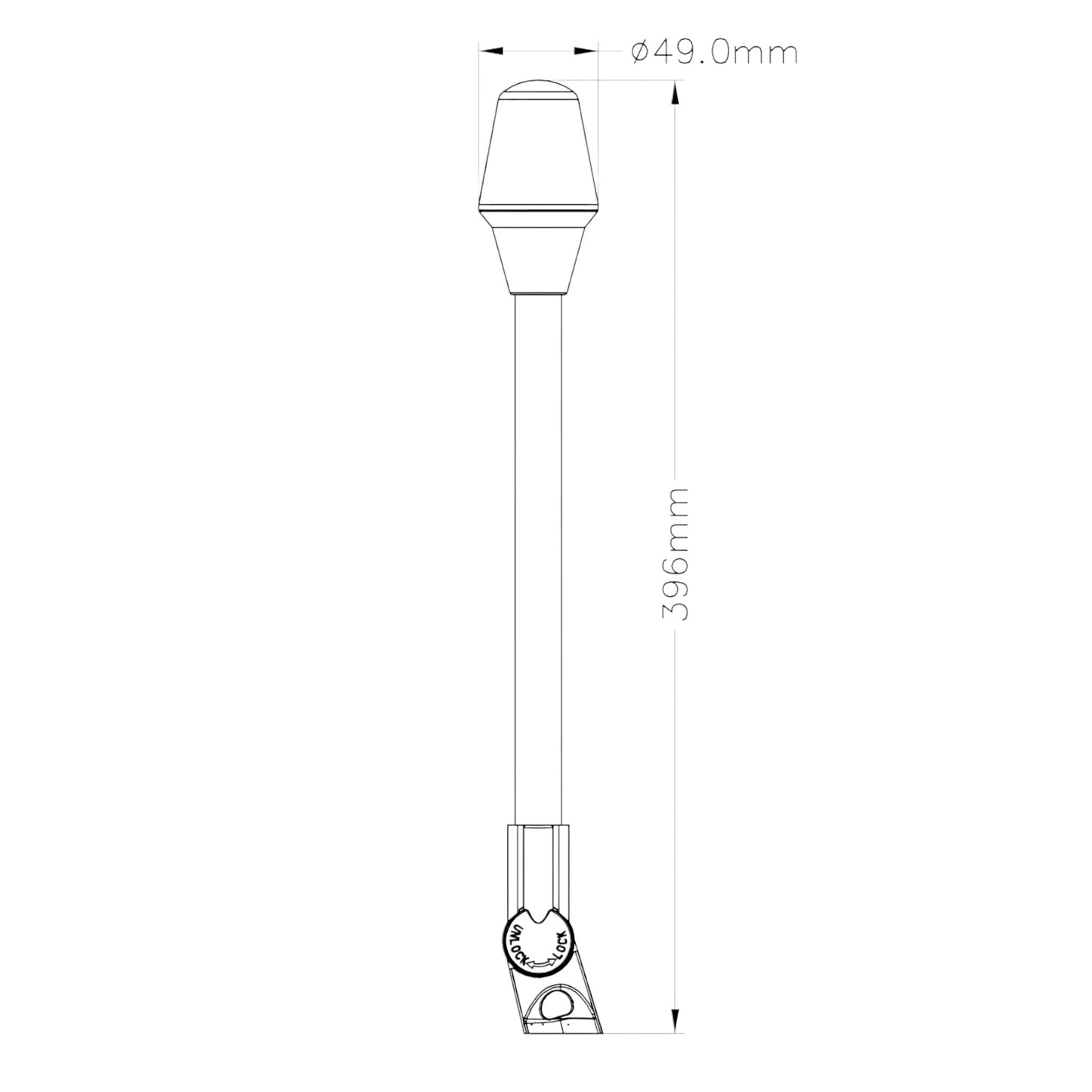 Pactrade Marine Adjustable Base All-Round Navigation Light S.S. Tubing 12VDC 8W