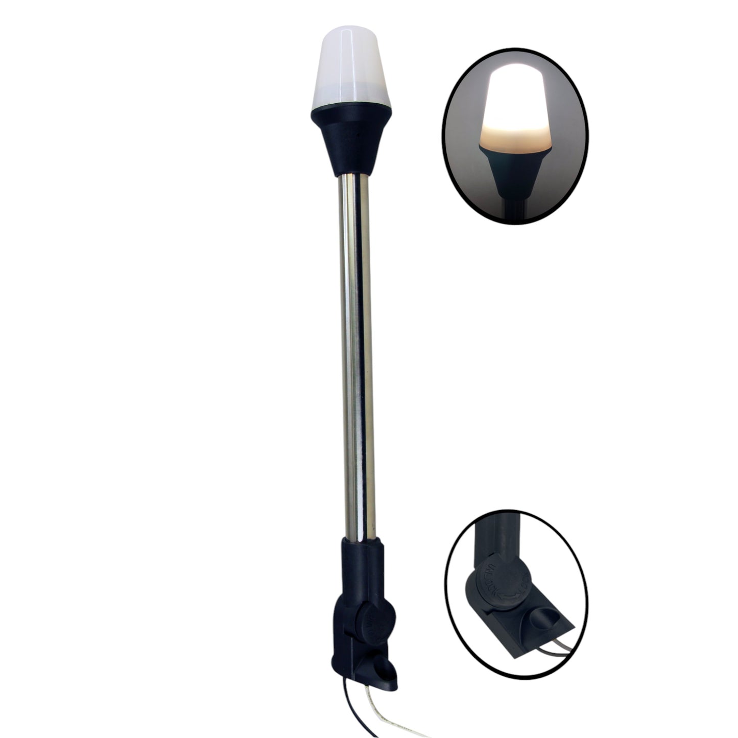 Pactrade Marine Adjustable Base All-Round Navigation Light S.S. Tubing 12VDC 8W