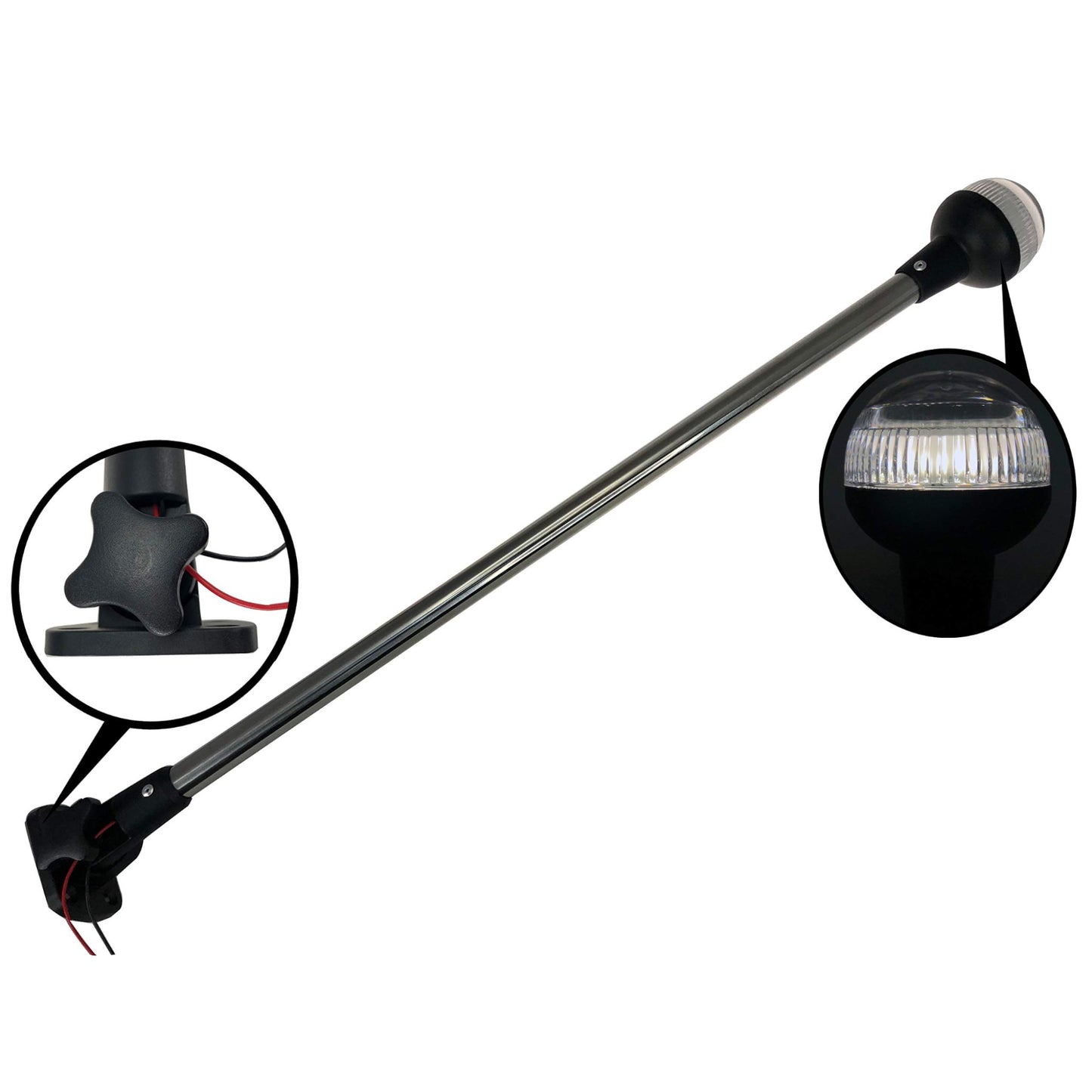 Pactrade Marine Navigation Lights for Boats LED - 24-Inch White LED Folding Stern Lights for Boats with American Flag 12x18 Inches (78 LM, 2 NM) | Boat Navigation Lights, American Flags for Boats