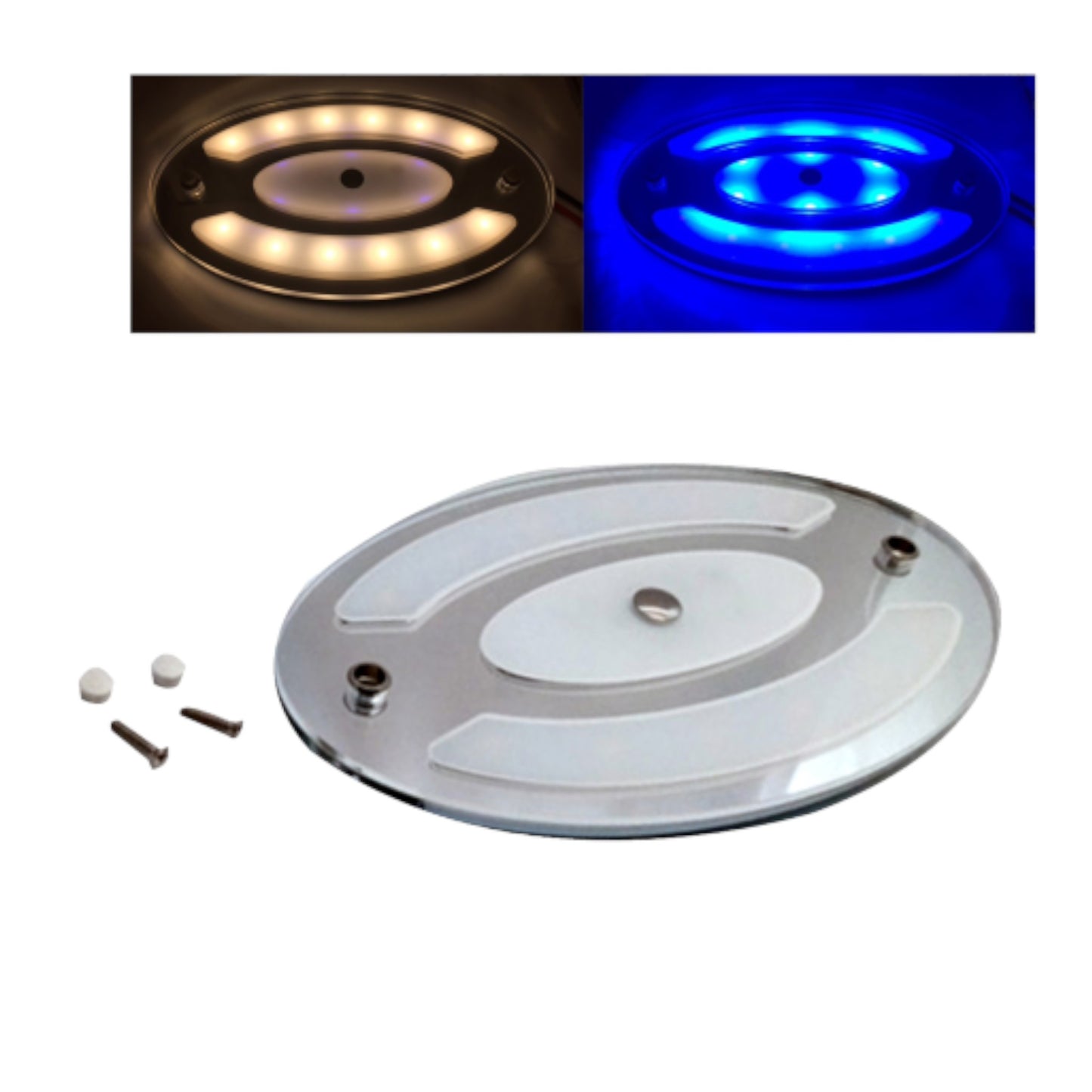 Pactrade Marine 1PCS White Blue Oval LED Ceiling Courtesy Light Mirror Touch