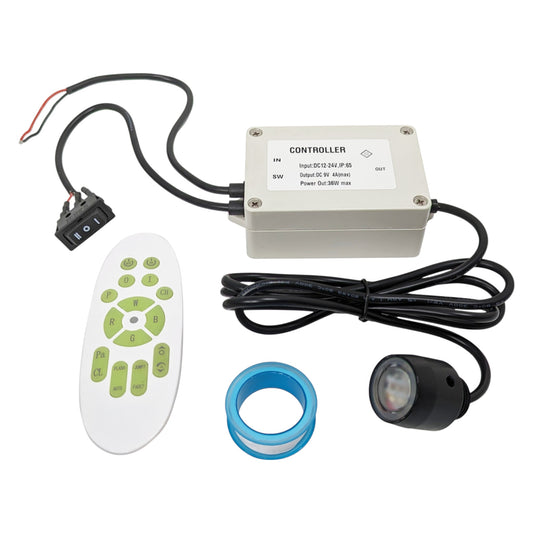 Pactrade Marine Multicolor Drain Plug Underwater Transom LED Boat Light - NPT 1/2 Inch-14 IP68 High Power RGB Kit with Remote Control - 20 Colors, 4 Color-Changing Modes