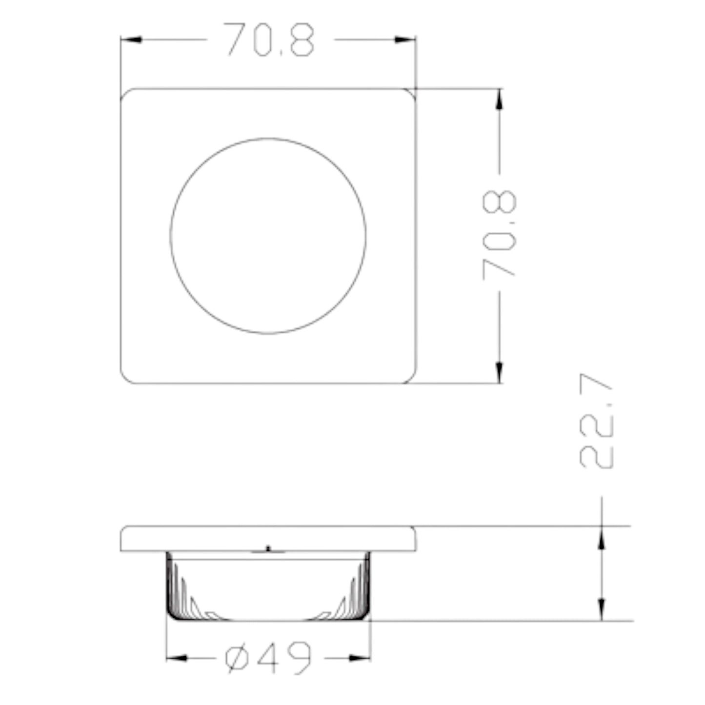 Pactrade Marine RV LED High Power Square Ceiling Light Stainless Steel Flush Mount