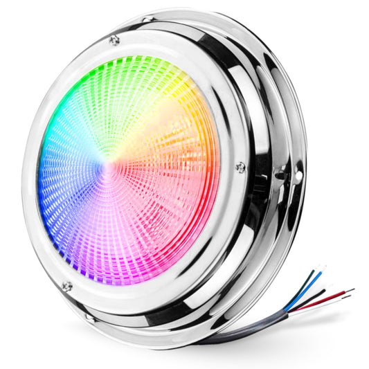Pactrade Marine LED Dome Light RGBW - 5-Inch, Remote Control Light (5-Wire, Requires Controller) - Stainless Steel Surface Mount - Dimmable, Color-Changing Interior Boat Lights, Marine-RV Ready (12V)