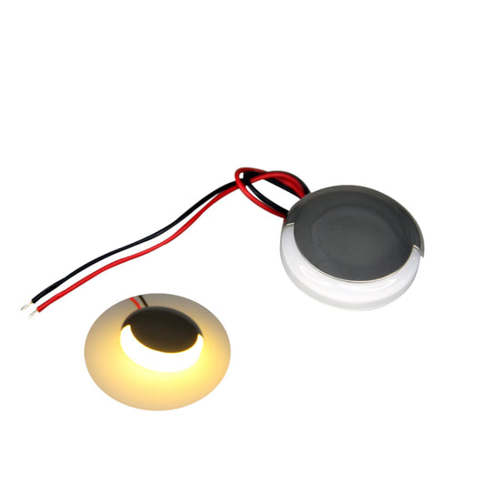 Pactrade Marine Boat Pontoon RV Round Surface Mount LED Stainless Steel Courtesy Light 180° 10-30v (White) 