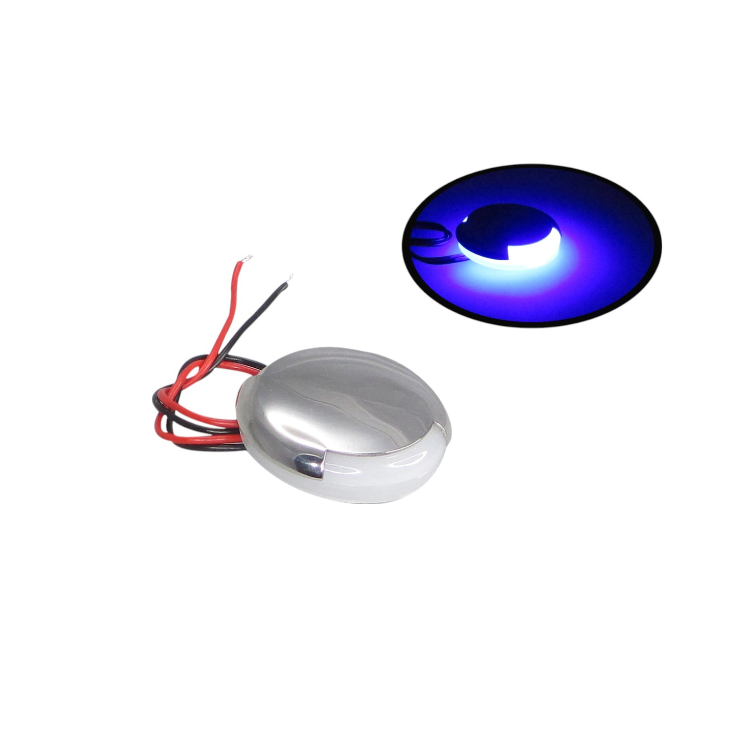 Pactrade Marine Boat Pontoon RV Round Surface Mount LED S.S Courtesy Blue 90 degree upward and Downward 10-30V 