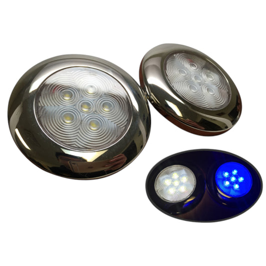 Pactrade Marine Boat 1 Nature White 1 Blue LED Ceiling Light SS304 Housing Surface Mount