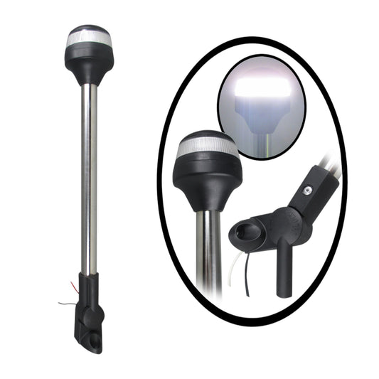 Pactrade Marine Boat Pontoon LED All Round Anchor Fold Down Light SS Pole 10-30V 9-1/2''H 2NM USCG A16 Certified