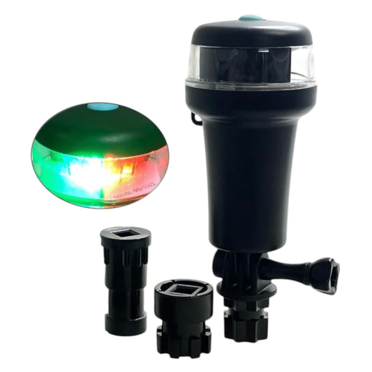 Pactrade Marine Black Housing Navigation Light Multiple Adapters Adjustable LED 3 AA Battery Operated (Green and Red with Adapters)