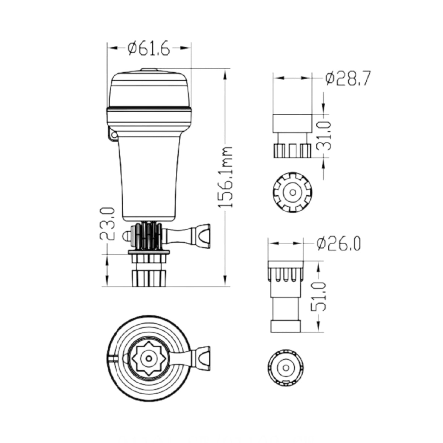 Pactrade Marine Black Housing Navigation Light Multiple Adapters Adjustable LED AA Battery Operated (White with Adapters)