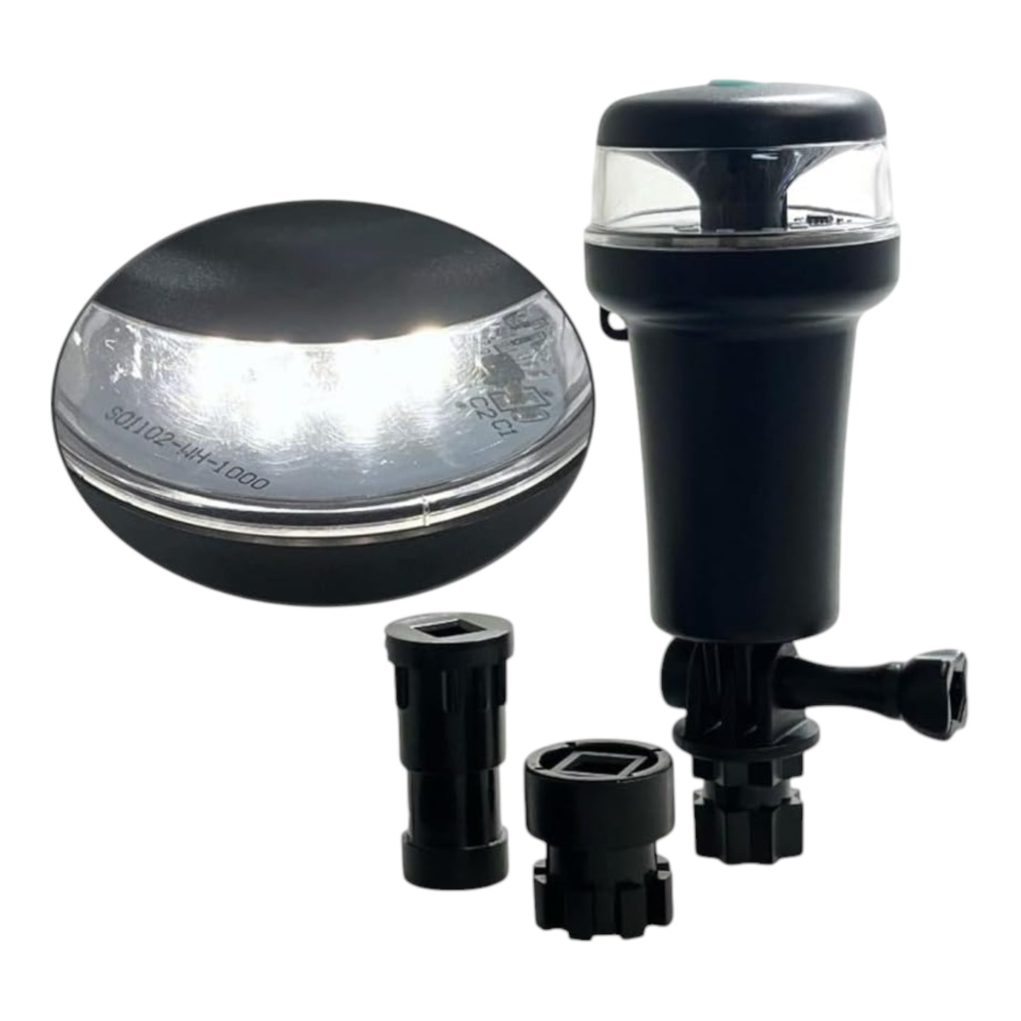 Pactrade Marine Black Housing Navigation Light Multiple Adapters Adjustable LED AA Battery Operated (White with Adapters)
