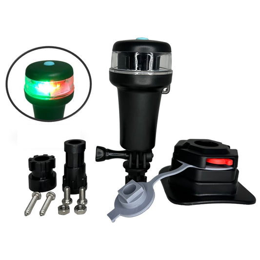 Pactrade Marine Navigation Lights for Boats LED - Red/Green Battery Powered Nav Lights for Boats - Suction Mount, Swivel Base, 3-Mode Operation - 1NM Waterproof