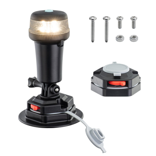 Pactrade Marine Navigation Lights for Boats LED - White Battery Powered Nav Lights for Boats - Surface Mounts (Flat), Swivel Base, 2-Mode Operation - 1NM Waterproof