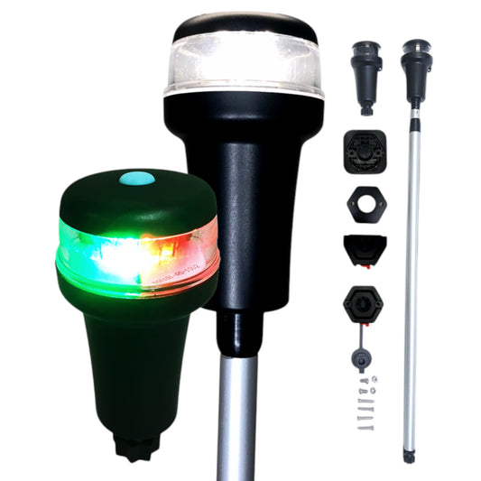 Pactrade Marine LED Bicolor White Navigation Light Cleatport Telescopic 3 Mounts