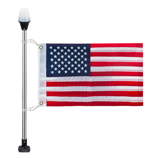 Pactrade Marine Navigation Lights for Boats LED - 24-Inch White LED Folding Stern Lights for Boats with American Flag 12x18 Inches (193 LM, 2 NM) | Boat Navigation Lights, American Flags for Boats