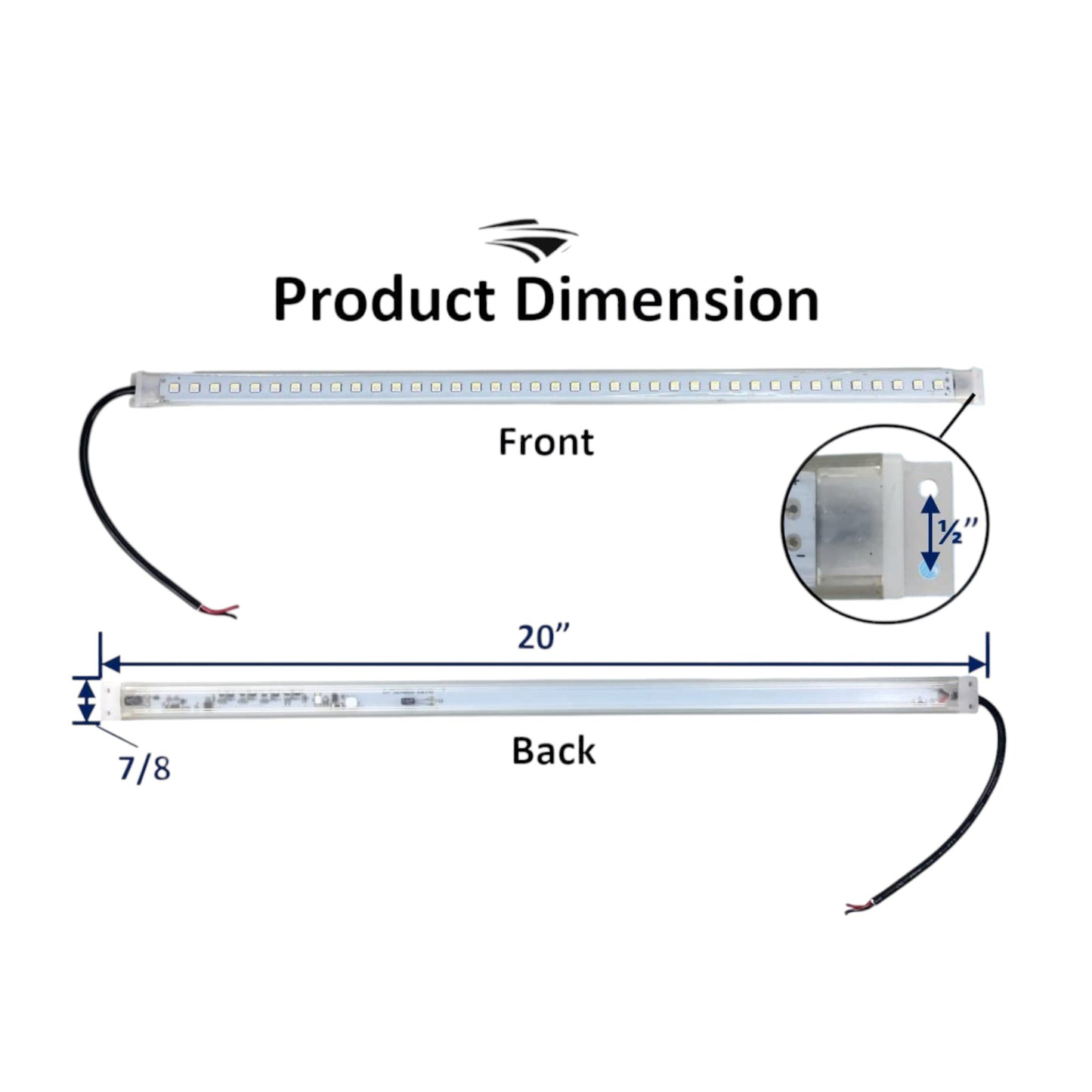 Pactrade Marine Boat Interior LED Marine Courtesy Fishing Lights Boat Cabin Lights Deck Lights RGBW Surface Mounting 10-24 Volts for Pontoon boat Small boat Yacht Bass Boat Dinghy Kayak (20 Inches)