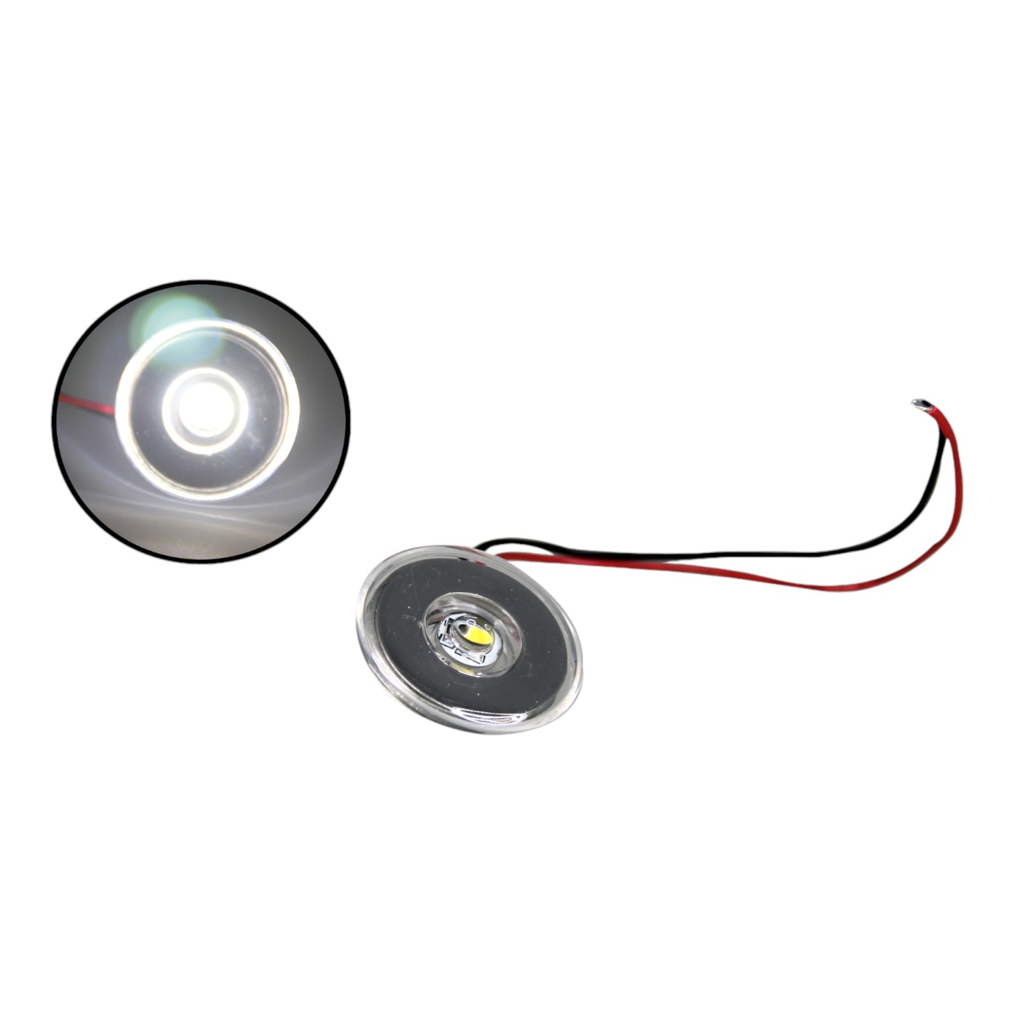 Pactrade Marine Boat Auto RV Trailer LED Courtesy Livewell Round Clear Lens Light Interior Exterior (White) (White)
