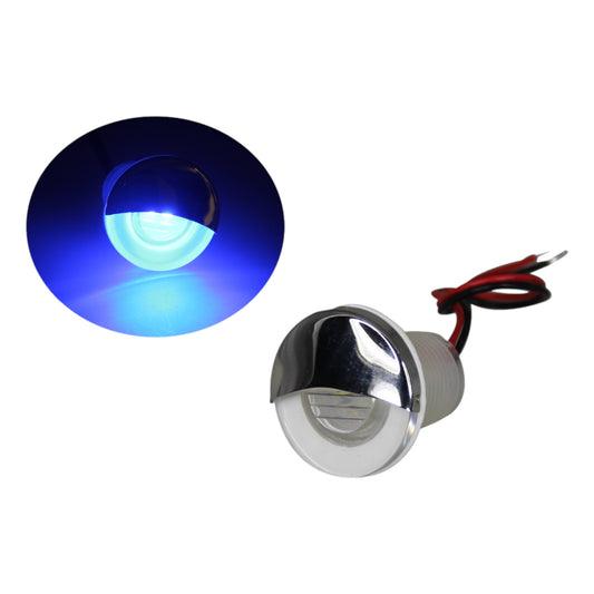 Pactrade Marine Boat Auto RV Trailer Stainless Steel 316 LED Courtesy Accent Round Down Clear Lens Light (Blue)