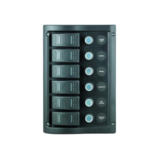 Pactrade Marine Boat 6 Gang Splashproof Switch Panel ODM Circuit Breaker with Caps