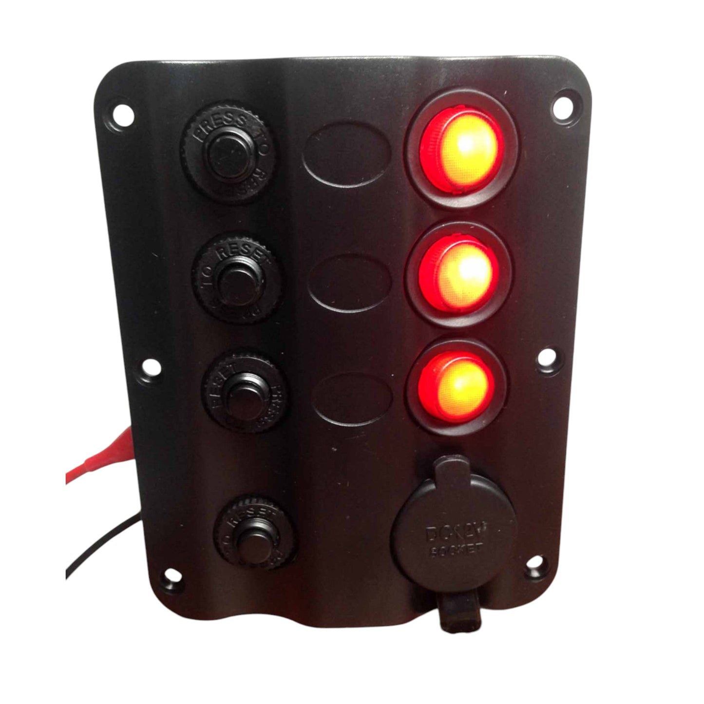 Pactrade Marine Boat Splashproof 3 Gang Switch Panel with Socket LED Iindicator