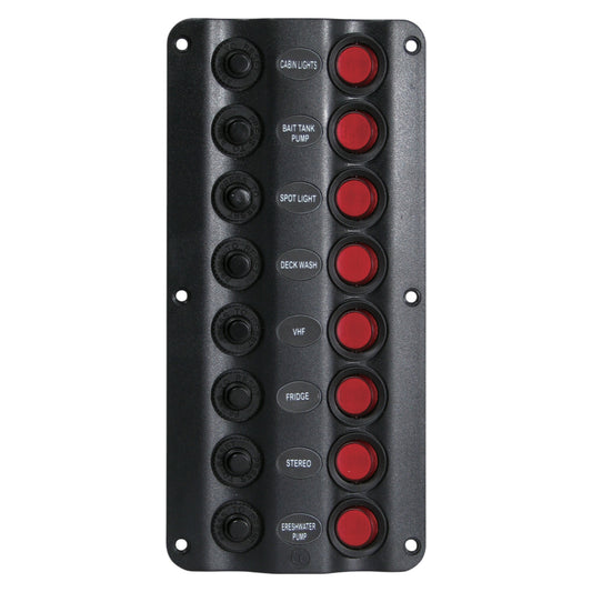 Pactrade Marine Boat Splashproof Wave Design 8 Gang Switch Panel UL LED Indicator
