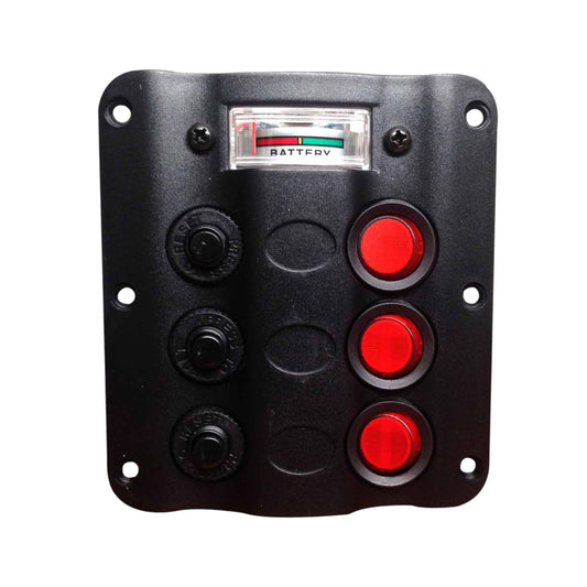 Pactrade Marine Boat Splash Proof 3 Gang Switch Panel with Volt Meter LED Indicator