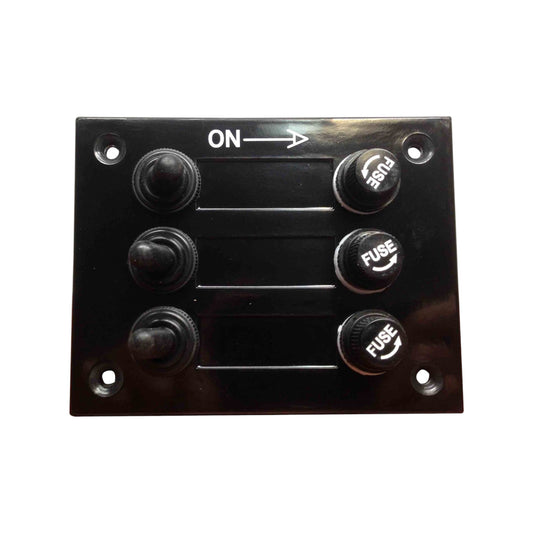 Pactrade Marine Boat 3 Gang Bakelite Plate Switch Panel with 5A Fuses Neoprene Toggle