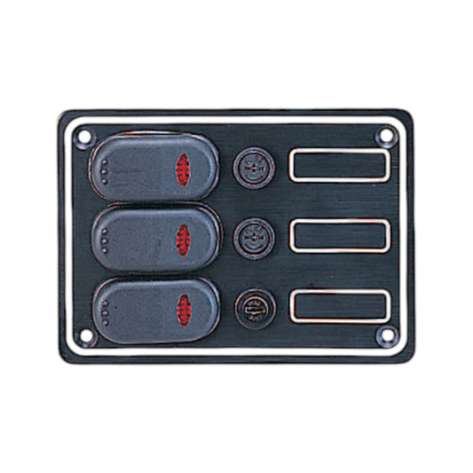 Pactrade Marine Boat 3 Gang Auto Fuse Splashproof Switch Panel with LED ODM