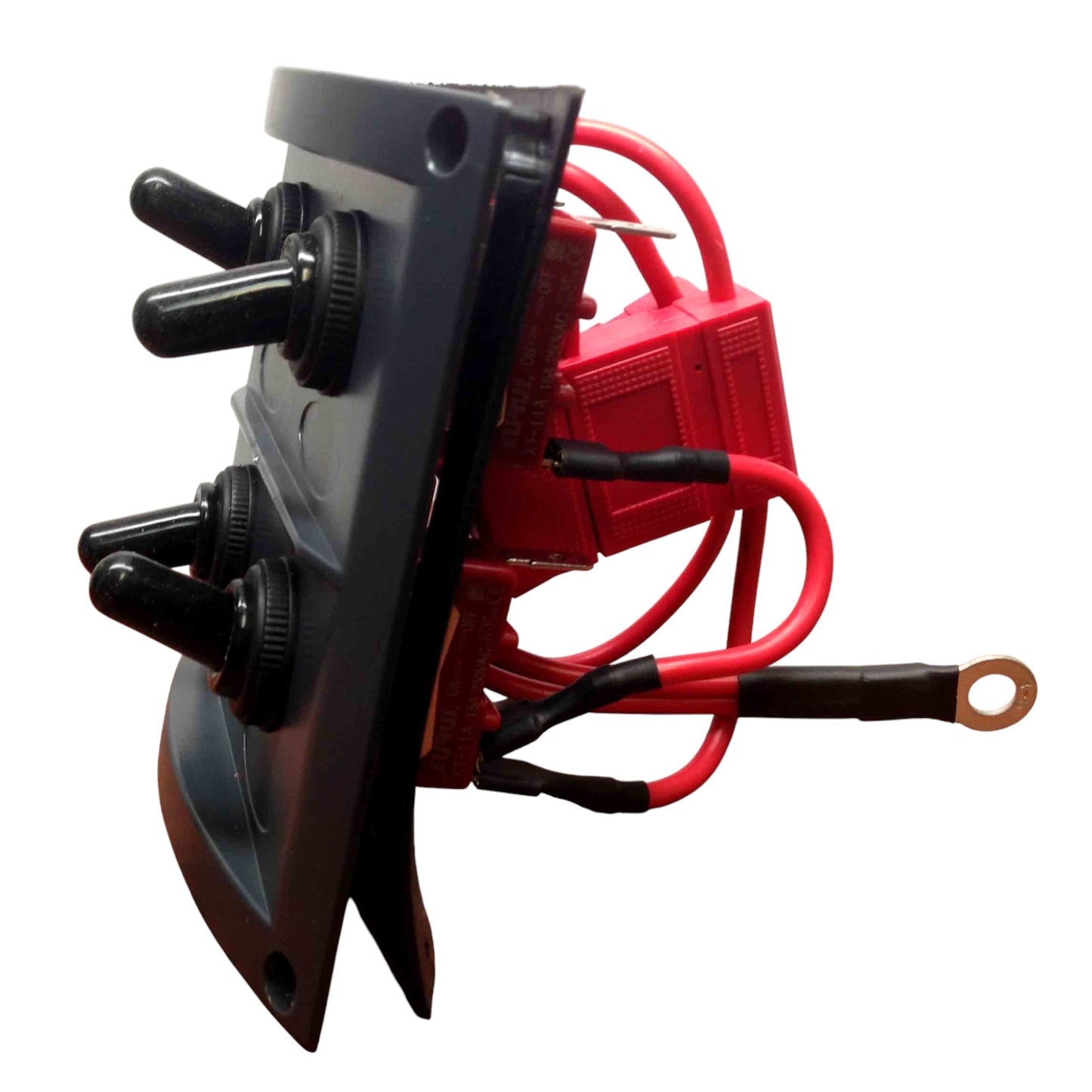 Pactrade Marine Boat Waterproof Switch Panel with Fuses & Neoprene Cap Switches, Black