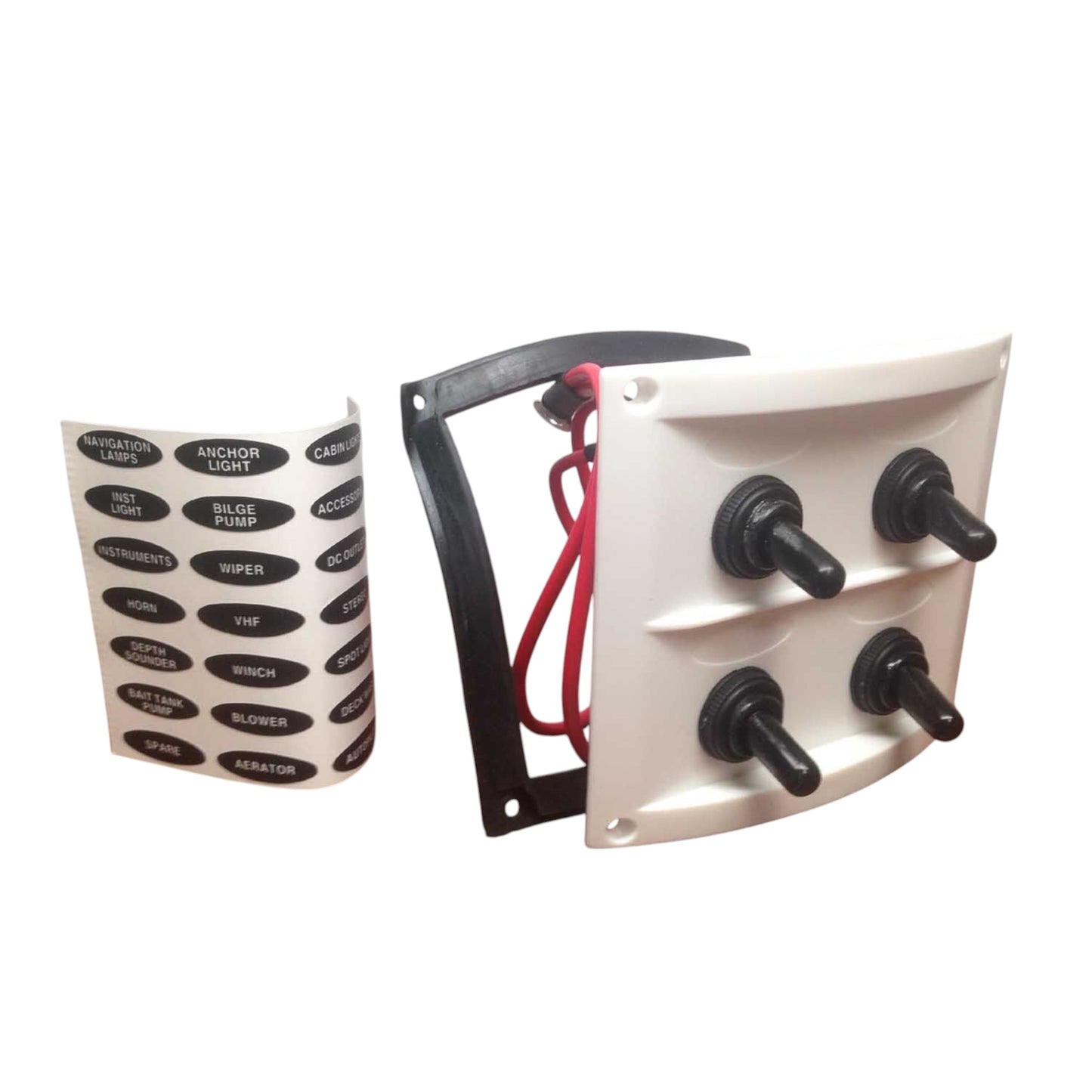 Pactrade Marine Boat White Waterproof Switch Panel with Fuses & Neoprene Cap Switches