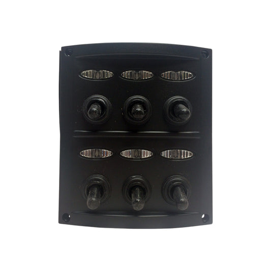 Pactrade Marine Boat 6 Gang Splashproof Switch Panel IP65 Fuses 15A x 3 LED Indicator