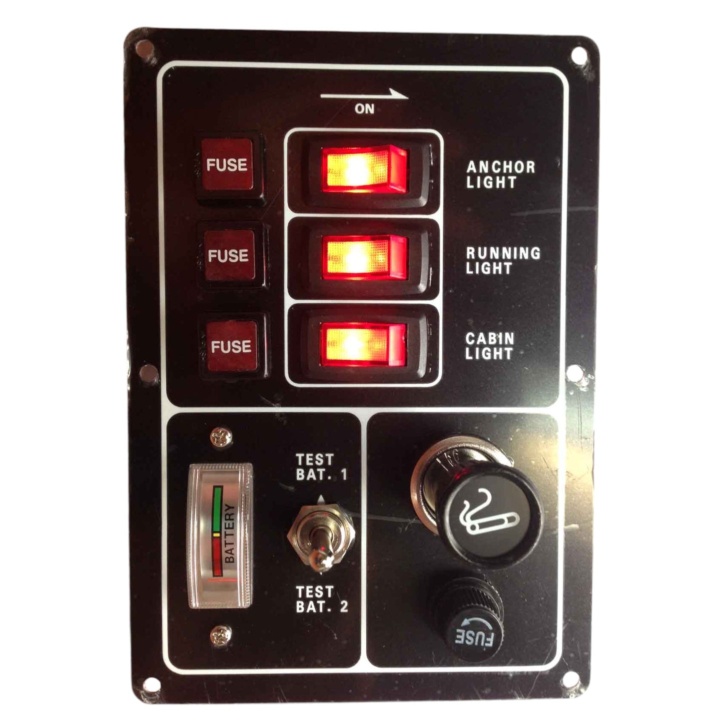 Pactrade Marine Boat Aluminum Switch Panel 3 Gang w/ Battery Tester & Cigarette Lighter