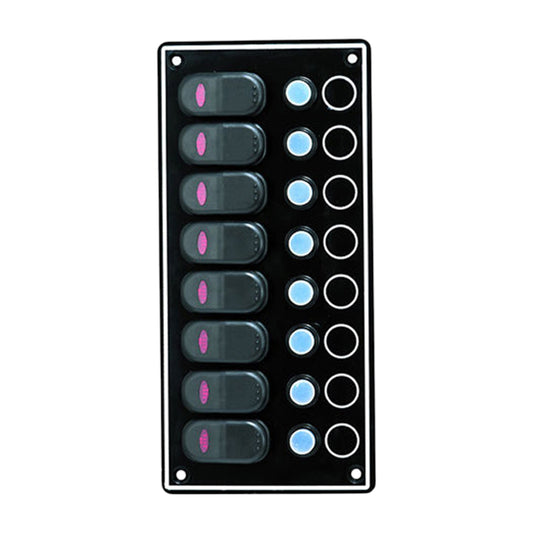 Pactrade Marine Boat 8 Gang Splash Proof Switch Panel Aluminum Plate 12V DC, 9.5" L x 4.5" W