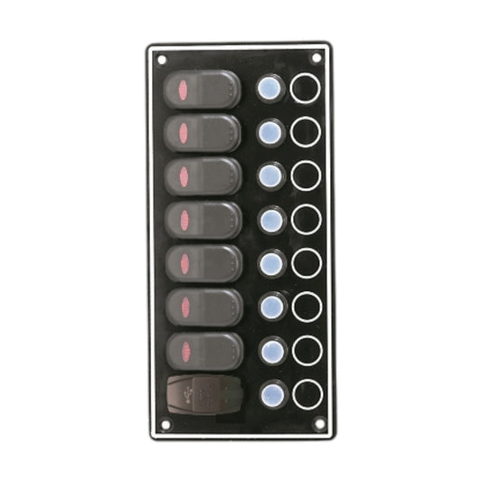 Pactrade Marine Boat 8 Gang Aluminum Switch Panel & USB Charger 4.5X9.5"