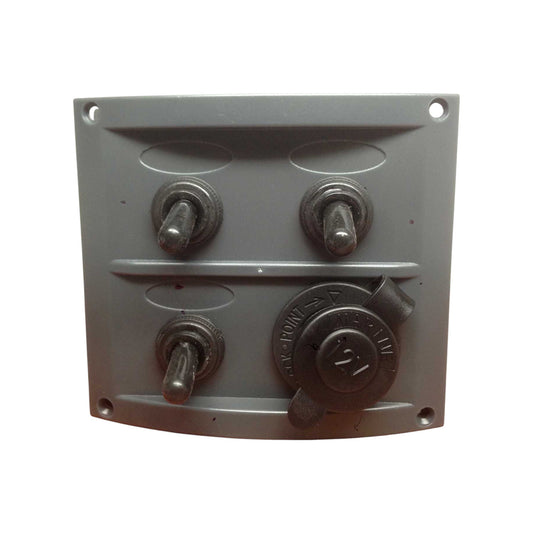 Pactrade Marine Boat 3 Gang Waterproof Switch Panel with Cigarette Socket