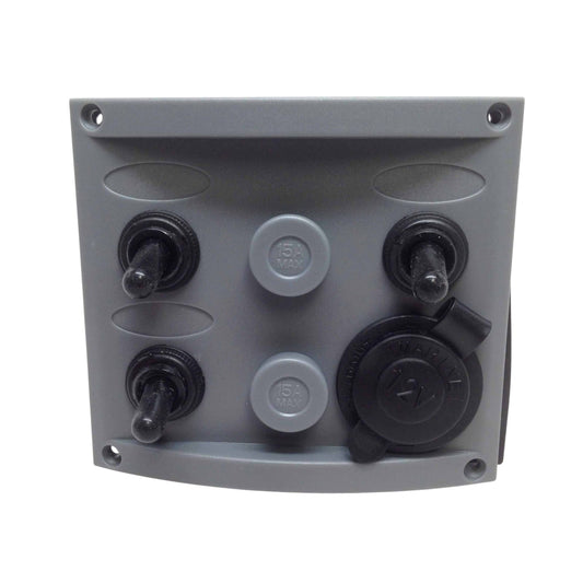 Pactrade Marine Boat Gray Switch Panel Cigarette Plug 1 Momentary Switch 2 Reg Switch