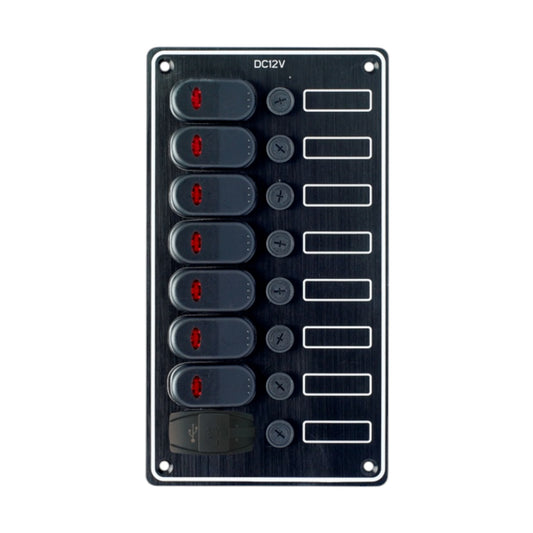 Pactrade Marine Boat LED Waterproof Aluminum Switch Panel W/ USB Charger 5X9.5"