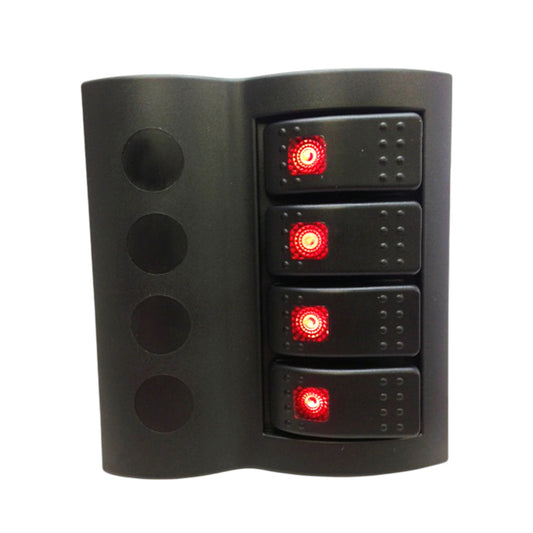 Pactrade Marine Boat Splashproof Switch Panel 4 Gang with LED Rocker Auto Fuse