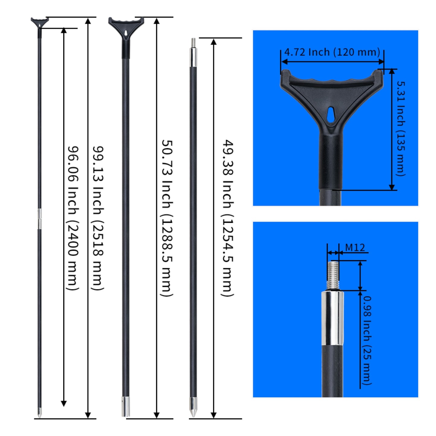 Pactrade Marine Push Pole for Boat - Lightweight Nylon Tip/Heavy-Duty Steel Tip - Anchor Pole for Boating Kayaking Angling - Stand Assist, Stealth, Precision - Kayak Accessories